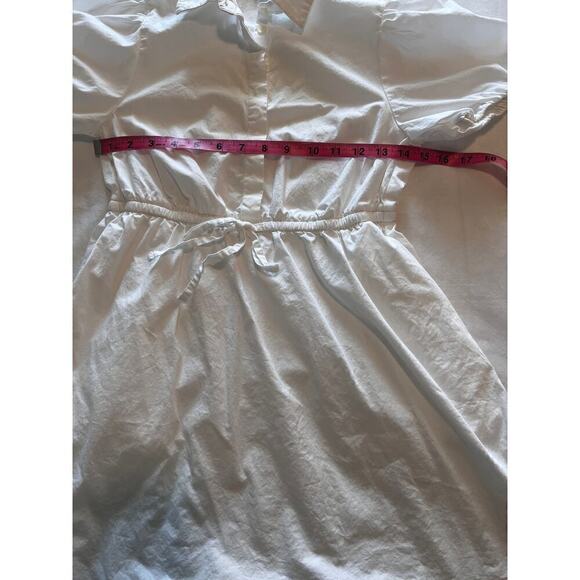 J.Crew Factory Petite collared short-sleeve tie-waist mini dress White 0P - Picture 13 of 15